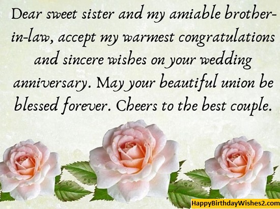 1st wedding anniversary wishes for sister